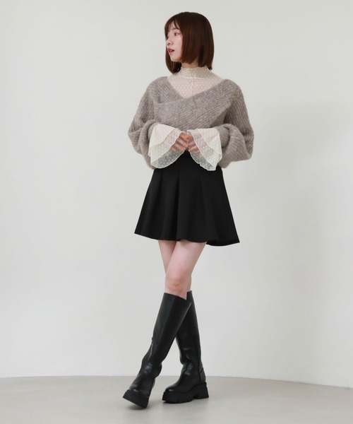 archives(アルシーヴ)の「ドットチュールハイネックTOPS(Tシャツ/カットソー・レディース・アイボリー/ブラック/グレー・MEDIUM)」の9枚目の写真