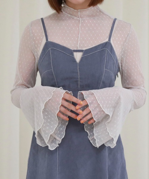 archives(アルシーヴ)の「ドットチュールハイネックTOPS(Tシャツ/カットソー・レディース・アイボリー/ブラック/グレー・MEDIUM)」の15枚目の写真