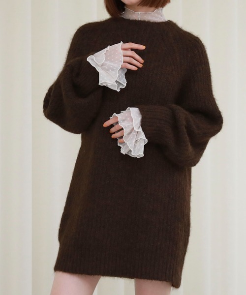 archives(アルシーヴ)の「ドットチュールハイネックTOPS(Tシャツ/カットソー・レディース・アイボリー/ブラック/グレー・MEDIUM)」の10枚目の写真