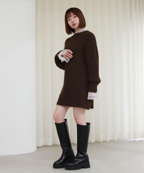 archives(アルシーヴ)の「ドットチュールハイネックTOPS(Tシャツ/カットソー・レディース・アイボリー/ブラック/グレー・MEDIUM)」の13枚目の写真