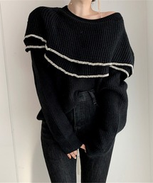 ロングスリーブフリルニットプルオーバー