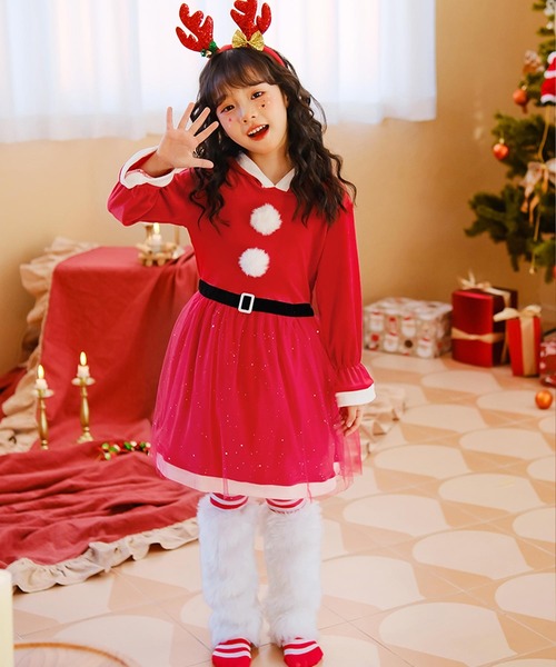 セール】キッズ コスプレ クリスマスサンタ チュールワンピース