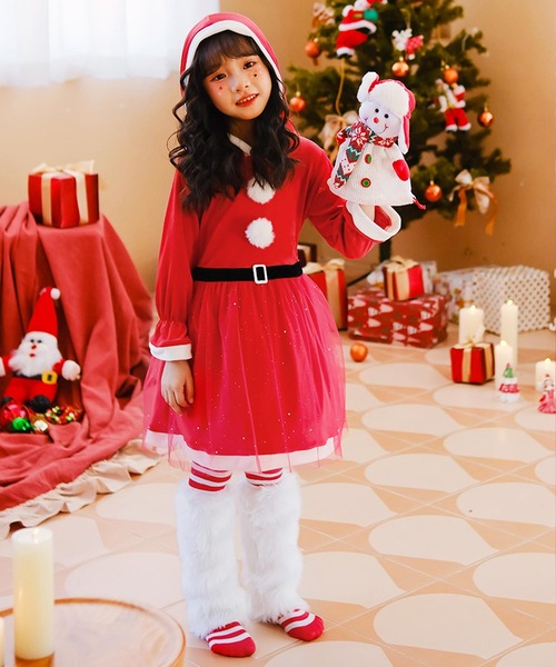 セール】キッズ コスプレ クリスマスサンタ チュールワンピース