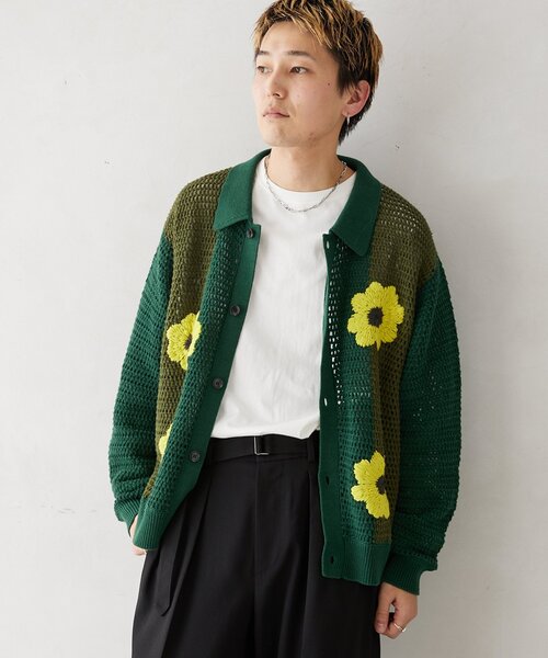 CALIFORNIA クロシェアミ ニットカーディガン 'EMB FLOWER