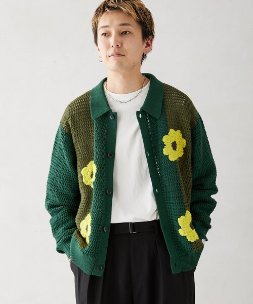 CALIFORNIA クロシェアミ ニットカーディガン 'EMB FLOWER