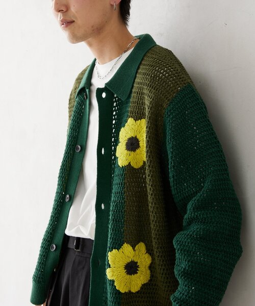 ジャーナルスタンダードCALIFORNIA クロシェアミ ニットカーディガン CALIFORNIA クロシェアミ ニットカーディガン 