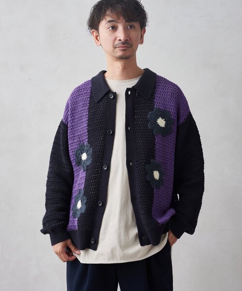 CALIFORNIA クロシェアミ ニットカーディガン 'EMB FLOWER