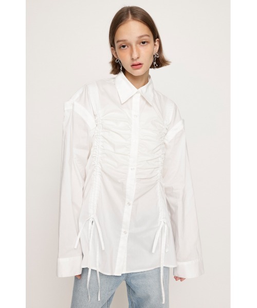 SLY（スライ）の「【再入荷】OPEN SHOULDER DROST SH オープン ショルダー ドロスト シャツ リボン（シャツ/ブラウス・レディース・ブラック/ライトブルー/ホワイト・FREE）」の6枚目の写真