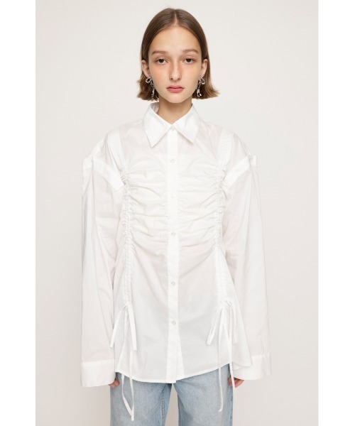 SLY（スライ）の「【再入荷】OPEN SHOULDER DROST SH オープン ショルダー ドロスト シャツ リボン（シャツ/ブラウス・レディース・ブラック/ライトブルー/ホワイト・FREE）」の7枚目の写真