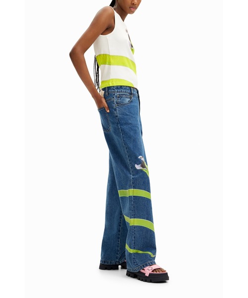 Desigual(デシグアル)の「【Desigual x Tyler McGillivary】COBRAワイドデニム(デニムパンツ・レディース・ブルー・XL/L/M/S/XS)」の7枚目の写真