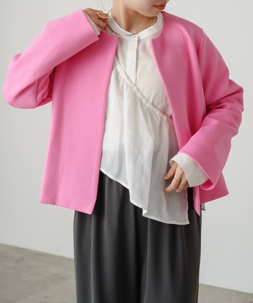 Omekashi（オメカシ）の「ノーカラーポンチジャケット（ノーカラー