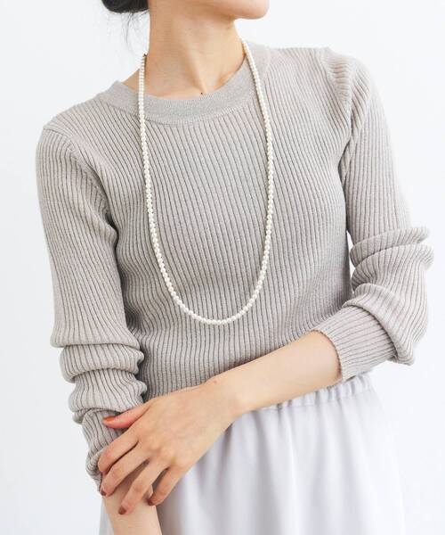 le.coeur blanc（ルクールブラン）の「ラメリブニットプルオーバー（ニット/セーター・レディース・グレイッシュベージュ/オフホワイト/ブラック・38）」の3枚目の写真