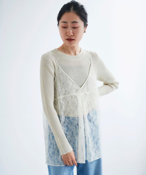 le.coeur blanc（ルクールブラン）の「ラメリブニットプルオーバー（ニット/セーター・レディース・グレイッシュベージュ/オフホワイト/ブラック・38）」の21枚目の写真