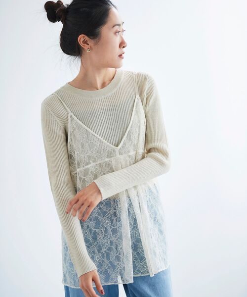 le.coeur blanc（ルクールブラン）の「ラメリブニットプルオーバー（ニット/セーター・レディース・グレイッシュベージュ/オフホワイト/ブラック・38）」の22枚目の写真