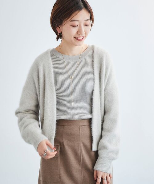 le.coeur blanc（ルクールブラン）の「ラメリブニットプルオーバー（ニット/セーター・レディース・グレイッシュベージュ/オフホワイト/ブラック・38）」の6枚目の写真