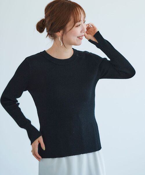 le.coeur blanc（ルクールブラン）の「ラメリブニットプルオーバー（ニット/セーター・レディース・グレイッシュベージュ/オフホワイト/ブラック・38）」の13枚目の写真