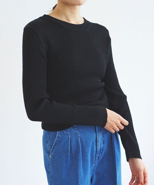 le.coeur blanc（ルクールブラン）の「ラメリブニットプルオーバー（ニット/セーター・レディース・グレイッシュベージュ/オフホワイト/ブラック・38）」の15枚目の写真