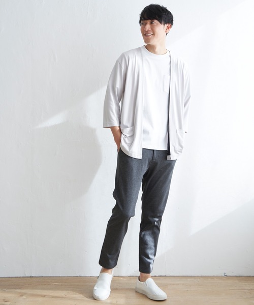 ikka(イッカ)の「7分バイカラーボタンレスカーディガン(カーディガン/ボレロ・メンズ・ライトグレー/オリーブ/ネイビー・M/XL/L/S)」の5枚目の写真