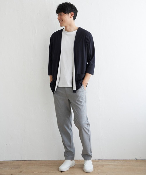 ikka(イッカ)の「7分バイカラーボタンレスカーディガン(カーディガン/ボレロ・メンズ・ライトグレー/オリーブ/ネイビー・M/XL/L/S)」の8枚目の写真