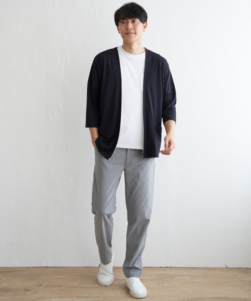 ikka(イッカ)の「7分バイカラーボタンレスカーディガン(カーディガン/ボレロ・メンズ・ライトグレー/オリーブ/ネイビー・M/XL/L/S)」の9枚目の写真