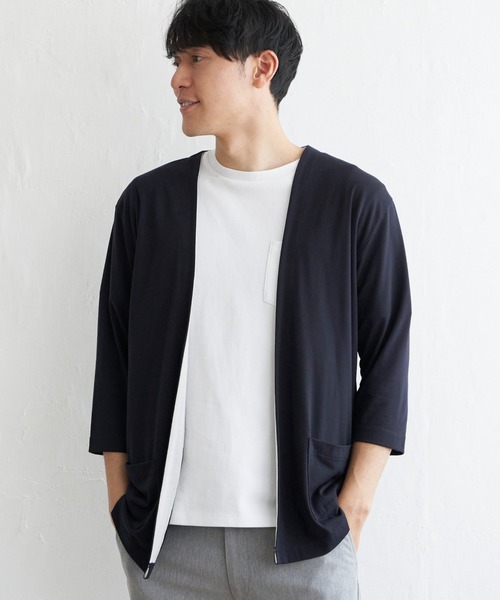 ikka(イッカ)の「7分バイカラーボタンレスカーディガン(カーディガン/ボレロ・メンズ・ライトグレー/オリーブ/ネイビー・M/XL/L/S)」の10枚目の写真