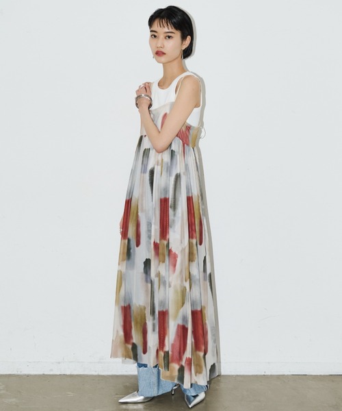 AIC.（エーアイシー）の「2WAYぼかしプリントチュールロングワンピース（ワンピース・レディース・ブラック/オレンジ・FREE）」の16枚目の写真