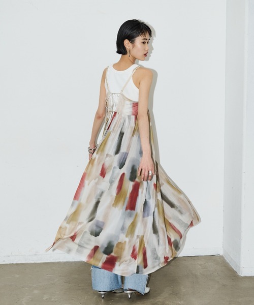 AIC.（エーアイシー）の「2WAYぼかしプリントチュールロングワンピース（ワンピース・レディース・ブラック/オレンジ・FREE）」の20枚目の写真