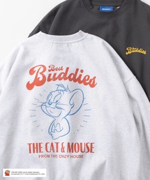 【TOM&JERRY/トムとジェリー】ワンポイント&バックBIGプリント アメリカン・ダイナーデザイン ビッグシルエット 裏起毛スウェット/ オーバーサイズ/SEQUENZ/TJ BEST BUDDIES C/N SWEATSHIRTS