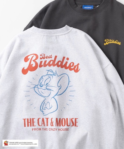 Tom&Jerry(トムアンドジェリー)の「【TOM&JERRY/トムとジェリー】ワンポイント&バックBIGプリント アメリカン・ダイナーデザイン ビッグシルエット 裏起毛スウェット/ オーバーサイズ/SEQUENZ/TJ BEST BUDDIES C/N SWEATSHIRTS(スウェット・メンズ・ヘザーグレー/チャコールグレー/アッシュグレー/スミクロ・M/XL/L)」の4枚目の写真