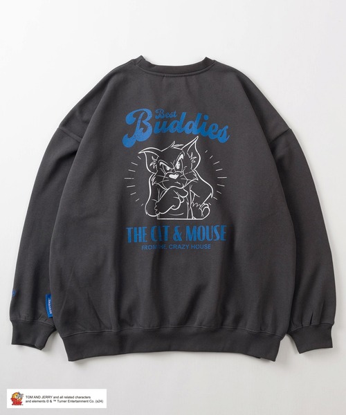 Tom&Jerry(トムアンドジェリー)の「【TOM&JERRY/トムとジェリー】ワンポイント&バックBIGプリント アメリカン・ダイナーデザイン ビッグシルエット 裏起毛スウェット/ オーバーサイズ/SEQUENZ/TJ BEST BUDDIES C/N SWEATSHIRTS(スウェット・メンズ・ヘザーグレー/チャコールグレー/アッシュグレー/スミクロ・M/XL/L)」の5枚目の写真