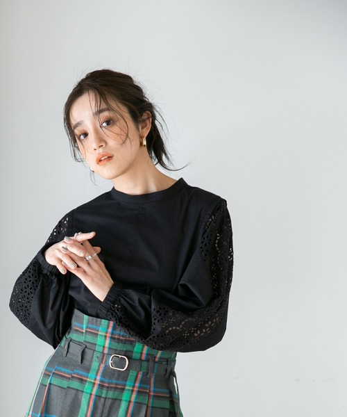 NANO universe（ナノユニバース）の「【追加生産】レースお花刺繍2WAYパール釦ブラウス（シャツ/ブラウス・レディース・ホワイト/ブラック/ネイビー・FREE）」の14枚目の写真