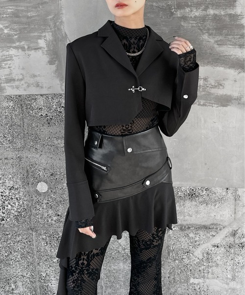 LVEU.】アシメクロップドジャケット / アウター ジャケット 長袖