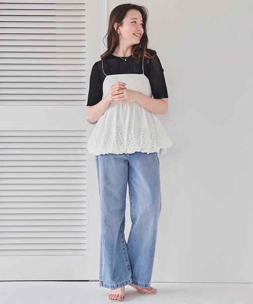 セール】コットン刺繍レースキャミソールトップス（キャミソール