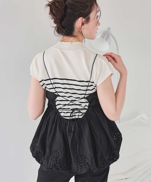 セール】コットン刺繍レースキャミソールトップス（キャミソール