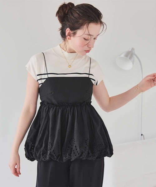 セール】コットン刺繍レースキャミソールトップス（キャミソール