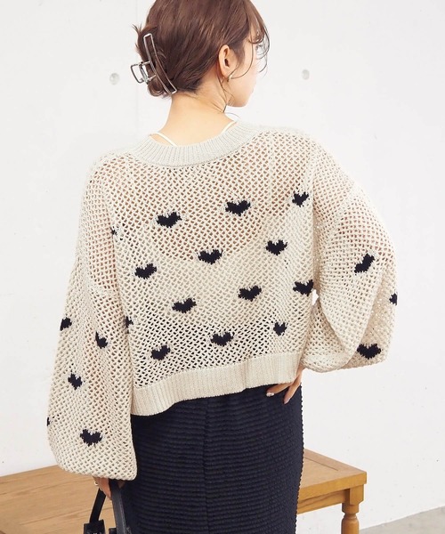 tiptop(ティップトップ)の「ハートジャガードメッシュプルオーバー(ニット/セーター・レディース・キナリ/ブラック/アイボリー・FREE)」の16枚目の写真