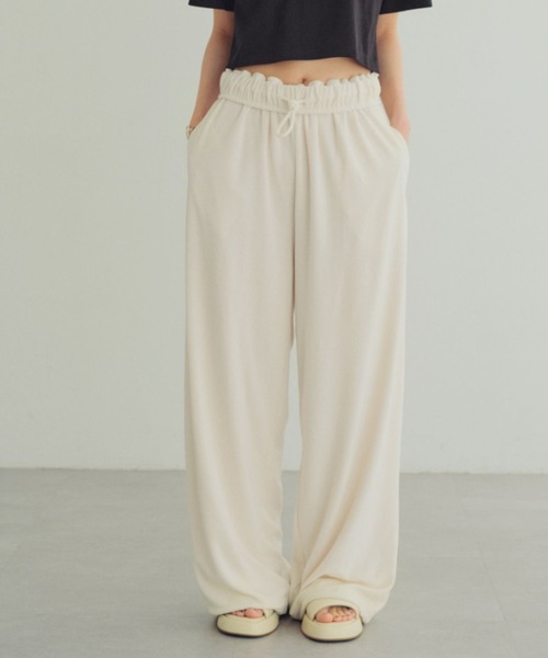 earthy（アーシー）の「ウエストデザイン パイルワイドパンツ