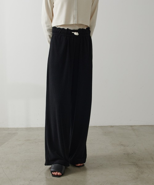 earthy（アーシー）の「ウエストデザイン パイルワイドパンツ