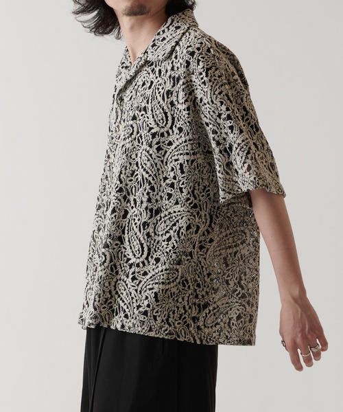 Lui's（ルイス）の「ペイズリーモールレースシャツ（シャツ/ブラウス・メンズ・キャメル/オフホワイト/ブラック/ブルー/ネイビー・S/M）」の6枚目の写真