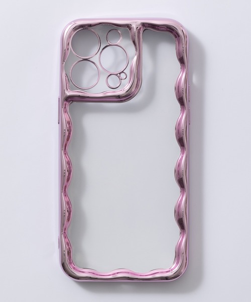メタリック ウェーブフレーム クリア iPhoneスマホケース カバー【11