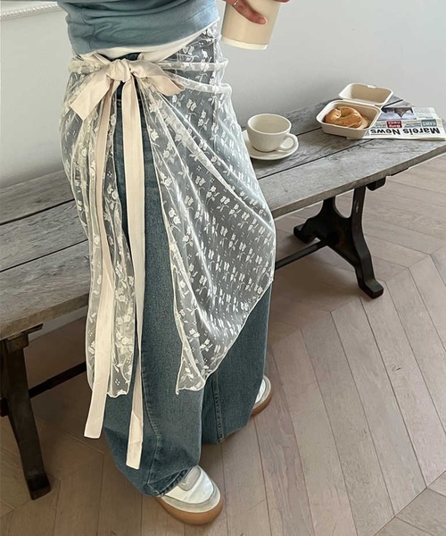 LAFFMO（ラフモ）の「レースラップスカート（スカート・レディース・ホワイト/ブラック/ベージュ・F）」の6枚目の写真