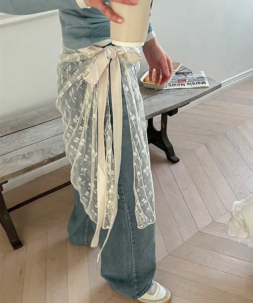 LAFFMO（ラフモ）の「レースラップスカート（スカート・レディース・ホワイト/ブラック/ベージュ・F）」の7枚目の写真