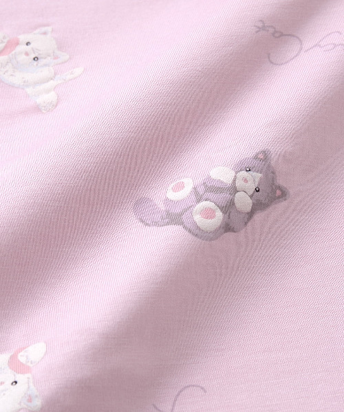 とにかくさらっと涼しい]レーヨン猫総柄裾フリルショートパンツ