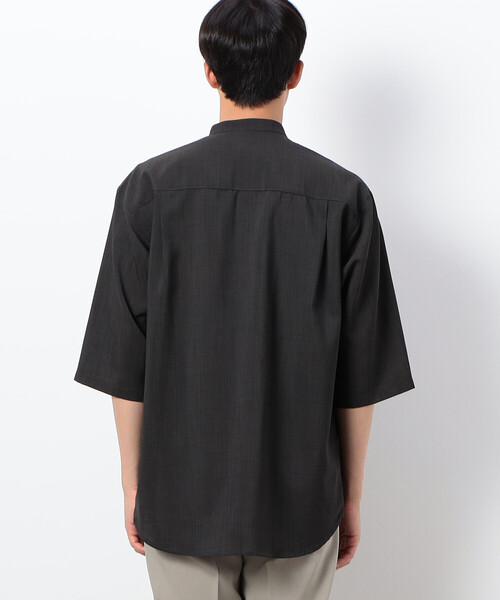 COMME CA ISM(コムサイズム)の「ファンクショナル リネンライク バンドカラー 七分袖シャツ(シャツ/ブラウス・メンズ・カーキ/ブラック/モカ・SMALL/LARGE/MEDIUM)」の6枚目の写真