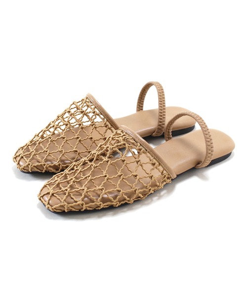 【 】ロゴ入りメッシュのフラットサンダル 手編みメッシュ2wayフラットサンダル（サンダル）｜SESTO