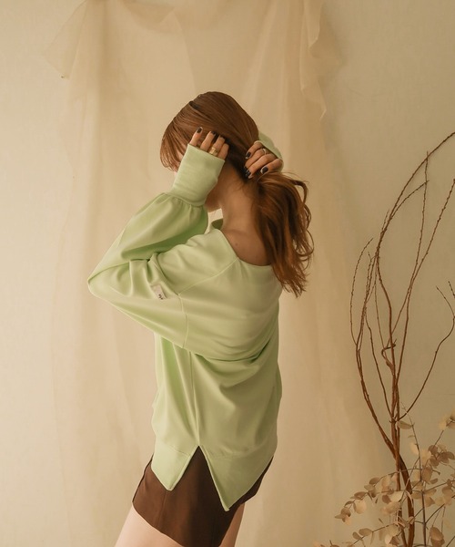 mideal（マイディール）の「Lady loose sweat / レディールーズスウェット（スウェット・レディース・グリーン・FREE）」の4枚目の写真