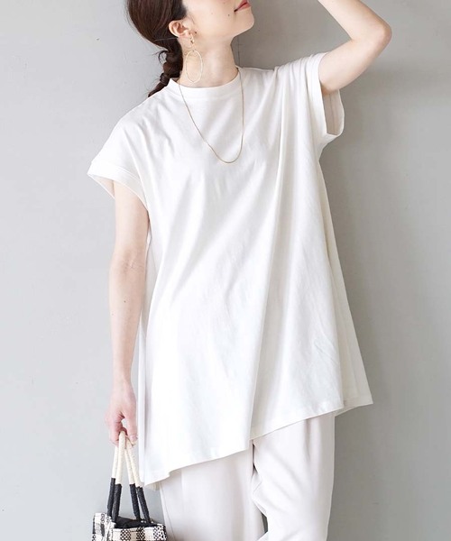 e-zakkamania stores(イーザッカマニアストアーズ)の「フレアAライン チュニックカットソー(Tシャツ/カットソー・レディース・オフホワイト/ブラック/パープル/ブルー/ピンク・M)」の3枚目の写真