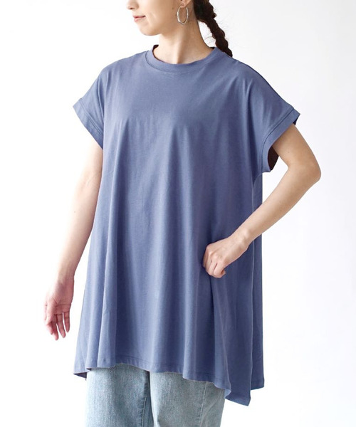 e-zakkamania stores(イーザッカマニアストアーズ)の「フレアAライン チュニックカットソー(Tシャツ/カットソー・レディース・オフホワイト/ブラック/パープル/ブルー/ピンク・M)」の10枚目の写真