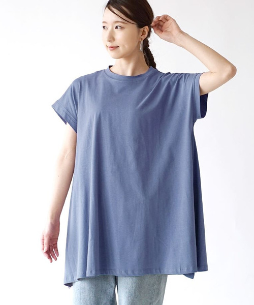 e-zakkamania stores(イーザッカマニアストアーズ)の「フレアAライン チュニックカットソー(Tシャツ/カットソー・レディース・オフホワイト/ブラック/パープル/ブルー/ピンク・M)」の12枚目の写真