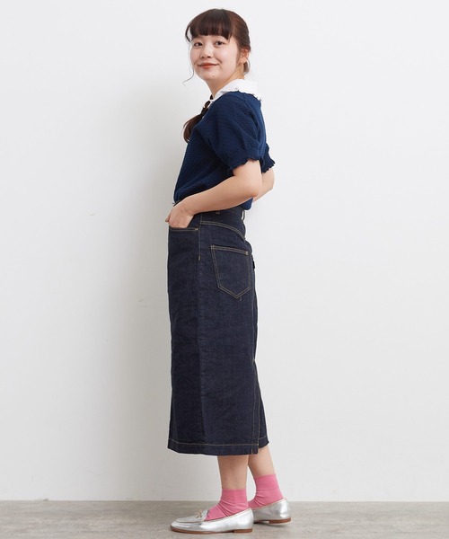 My Fav. CHILD WOMAN（マイファブチャイルドウーマン）の「11.36ozムラ糸デニム ミディアムタイトスカート（デニムスカート・レディース・ネイビー・38/36）」の6枚目の写真